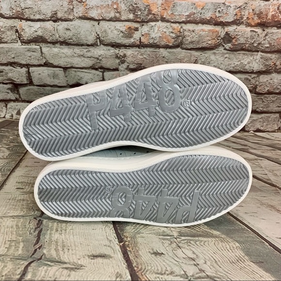 P448 John Sneakers Low Top Lace Up Iridescent White Beige Sz 35 EU/ 5-5.5 US - Picture 13 of 16